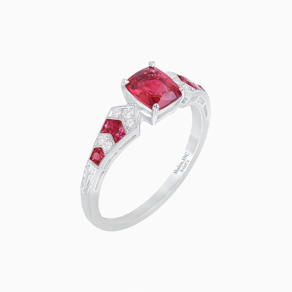 Cushion Shape Arrow Head Shank Ring with Gemstone - Shahin Jewelry