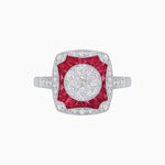 Load image into Gallery viewer, Cushion Shape Art Deco Inspired Diamond Ring in Illusion Setting - Shahin Jewelry
