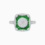 Load image into Gallery viewer, Cushion Shape Art Deco Inspired Diamond Ring in Illusion Setting - Shahin Jewelry
