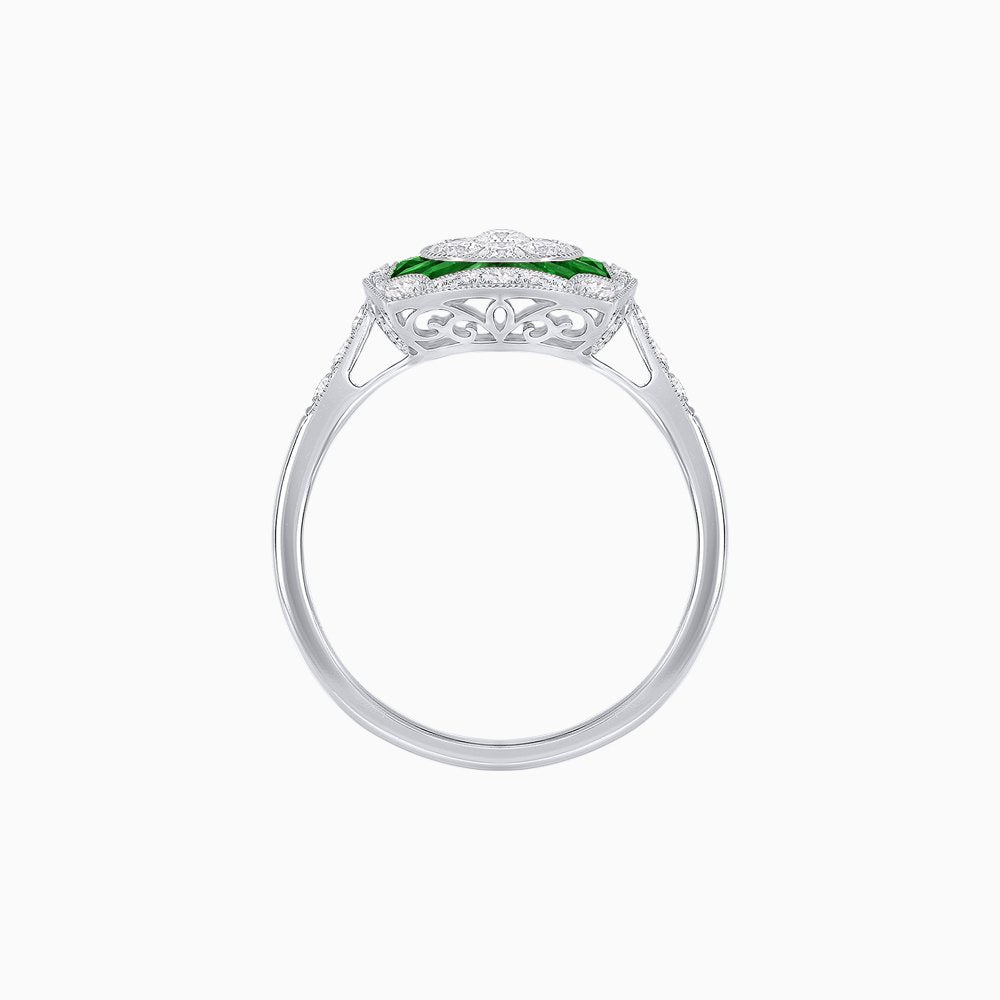 Cushion Shape Art Deco Inspired Diamond Ring in Illusion Setting - Shahin Jewelry