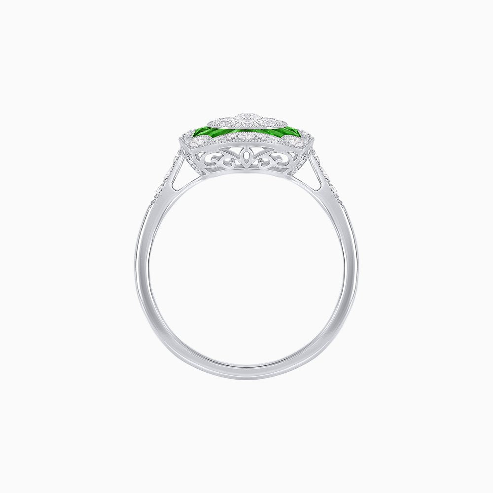 Cushion Shape Art Deco Inspired Diamond Ring in Illusion Setting - Shahin Jewelry