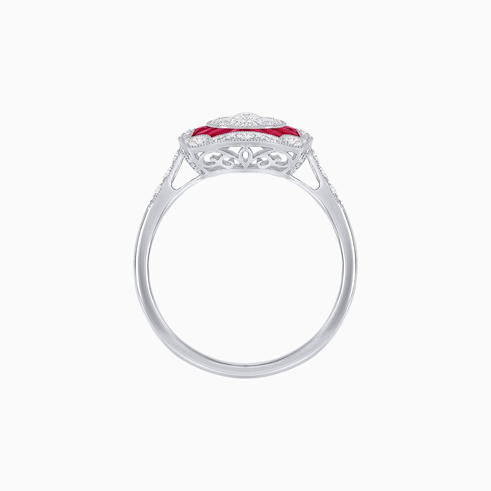 Cushion Shape Art Deco Inspired Diamond Ring in Illusion Setting - Shahin Jewelry