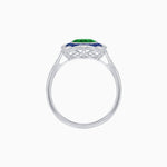 Load image into Gallery viewer, Cushion Shape Art Deco Inspired Halo Ring with Diamond and Gemstone - Shahin Jewelry
