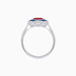 Load image into Gallery viewer, Cushion Shape Art Deco Inspired Halo Ring with Diamond and Gemstone - Shahin Jewelry
