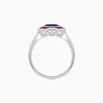 Load image into Gallery viewer, Cushion Shape Art Deco Inspired Halo Ring with Diamond and Gemstone - Shahin Jewelry
