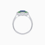 Load image into Gallery viewer, Cushion Shape Art Deco Inspired Halo Ring with Diamond and Gemstone - Shahin Jewelry
