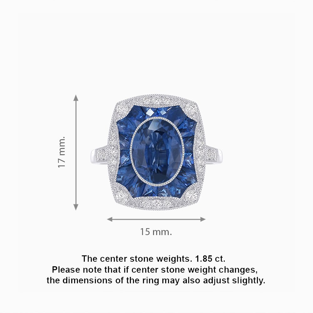 Cushion Shape Art Deco Inspired Ring with Gemstone - Shahin Jewelry
