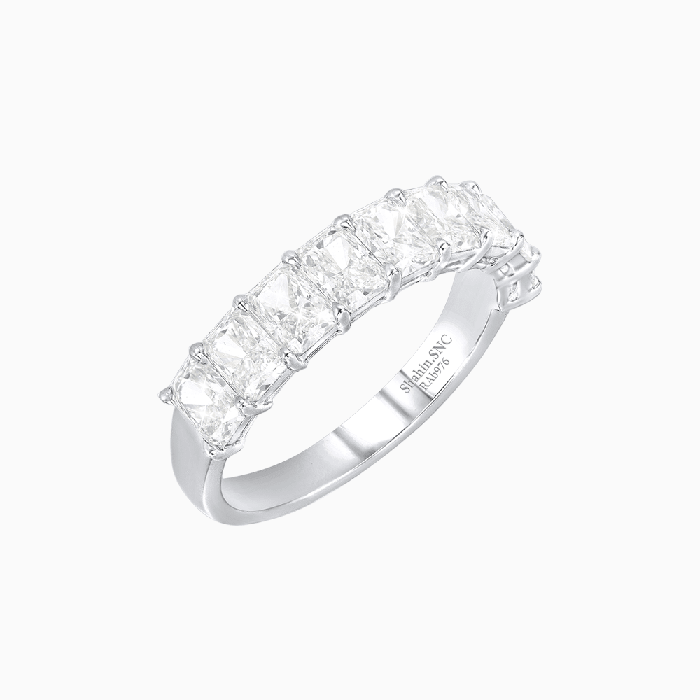 Customizable Radiant Cut Diamond Half Eternity Band - Shahin Jewelry