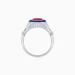 Load image into Gallery viewer, Delicate Art Deco Inspired Sapphire Target Halo Ring with Sculpted Shank - Shahin Jewelry