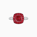 Load image into Gallery viewer, Delicate Art Deco Inspired Sapphire Target Halo Ring with Sculpted Shank - Shahin Jewelry