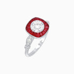 Load image into Gallery viewer, Delicate Art Deco Inspired Sapphire Target Halo Ring with Sculpted Shank - Shahin Jewelry
