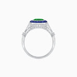 Load image into Gallery viewer, Delicate Art Deco Inspired Sapphire Target Halo Ring with Sculpted Shank - Shahin Jewelry