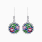 Load image into Gallery viewer, Diamond and Multi Color Stone Dangle Earrings - Shahin Jewelry
