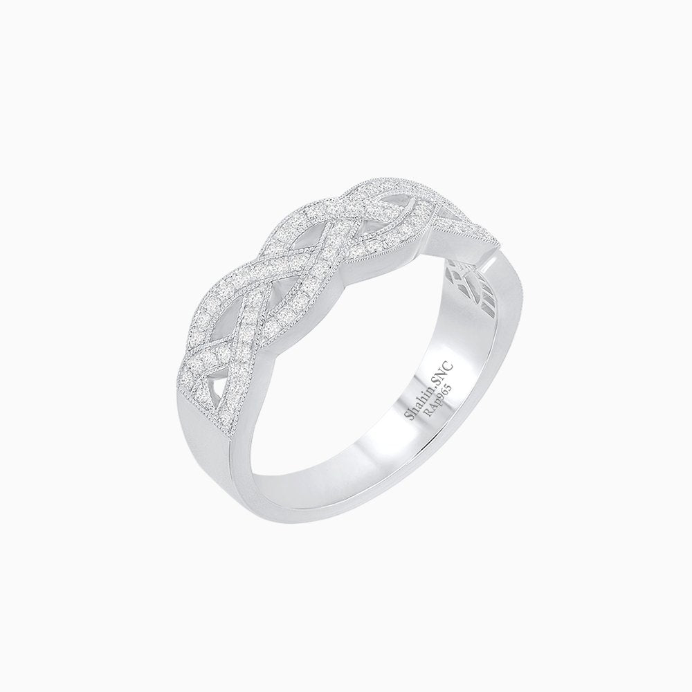 Diamond Crossover Wedding Ring - Shahin Jewelry