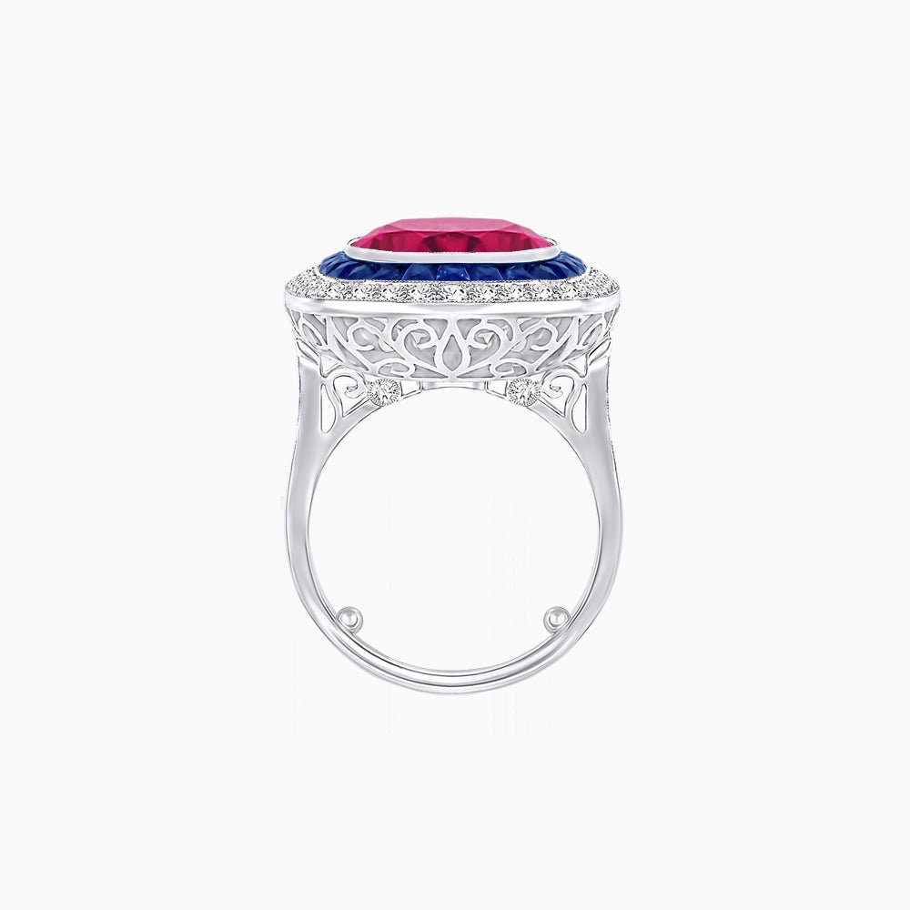 Double Halo Art Deco Style Convertible Ring Pendant with Cushion Cut Center Stone - Shahin Jewelry