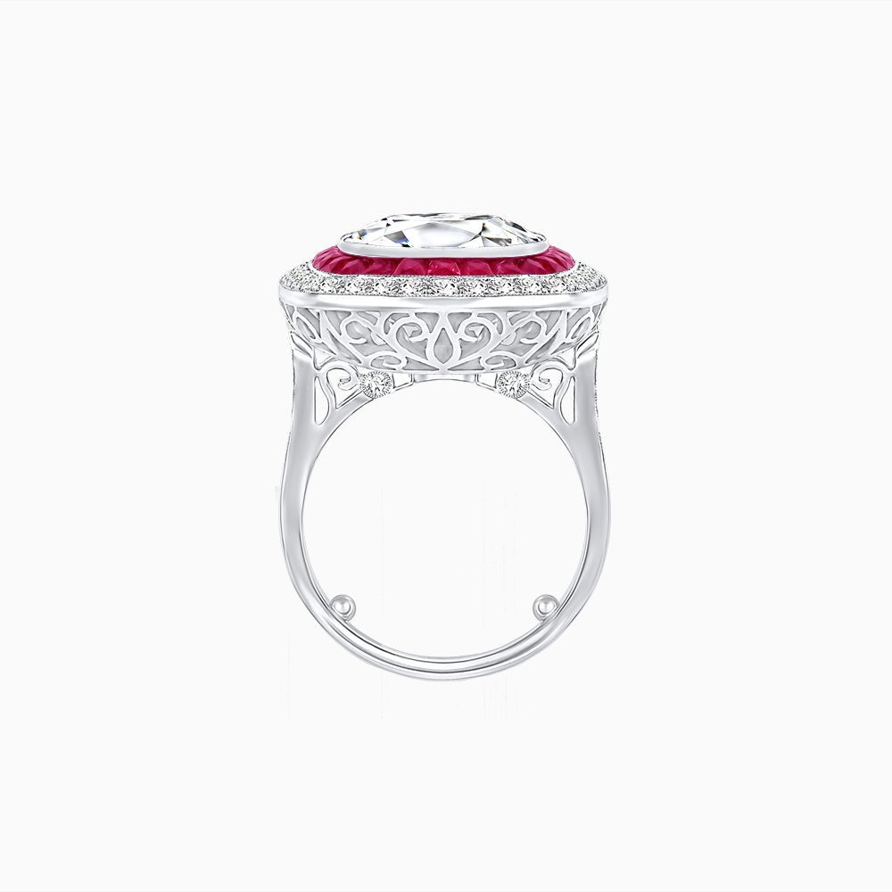 Double Halo Art Deco Style Convertible Ring Pendant with Cushion Cut Center Stone - Shahin Jewelry