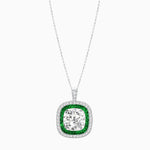 Load image into Gallery viewer, Double Halo Art Deco Style Convertible Ring Pendant with Cushion Cut Center Stone - Shahin Jewelry