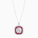 Load image into Gallery viewer, Double Halo Art Deco Style Convertible Ring Pendant with Cushion Cut Center Stone - Shahin Jewelry