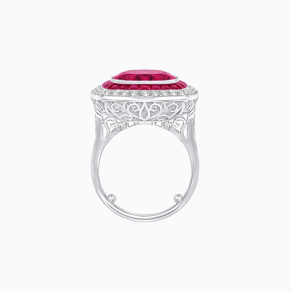 Double Halo Art Deco Style Convertible Ring Pendant with Cushion Cut Center Stone - Shahin Jewelry