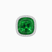Double Halo Art Deco Style Convertible Ring Pendant with Cushion Cut Center Stone - Shahin Jewelry