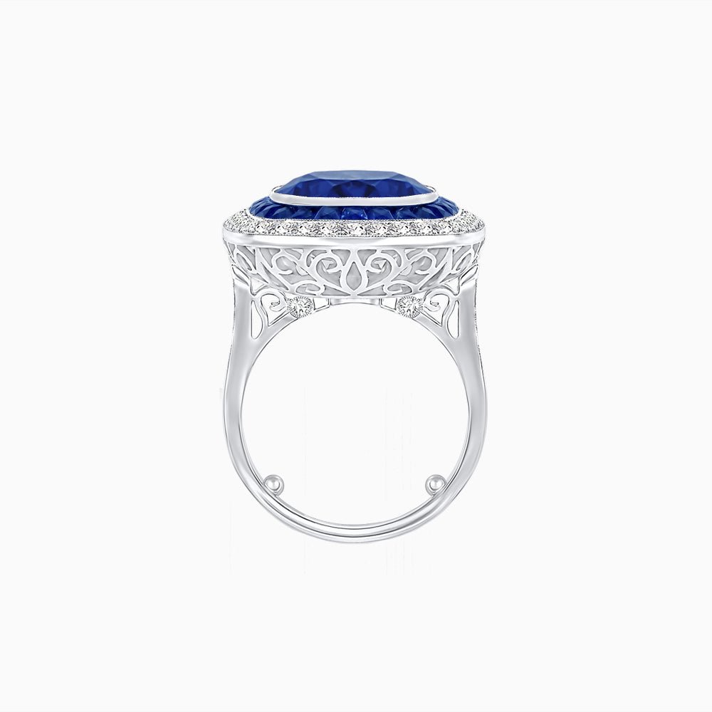 Double Halo Art Deco Style Convertible Ring Pendant with Cushion Cut Center Stone - Shahin Jewelry