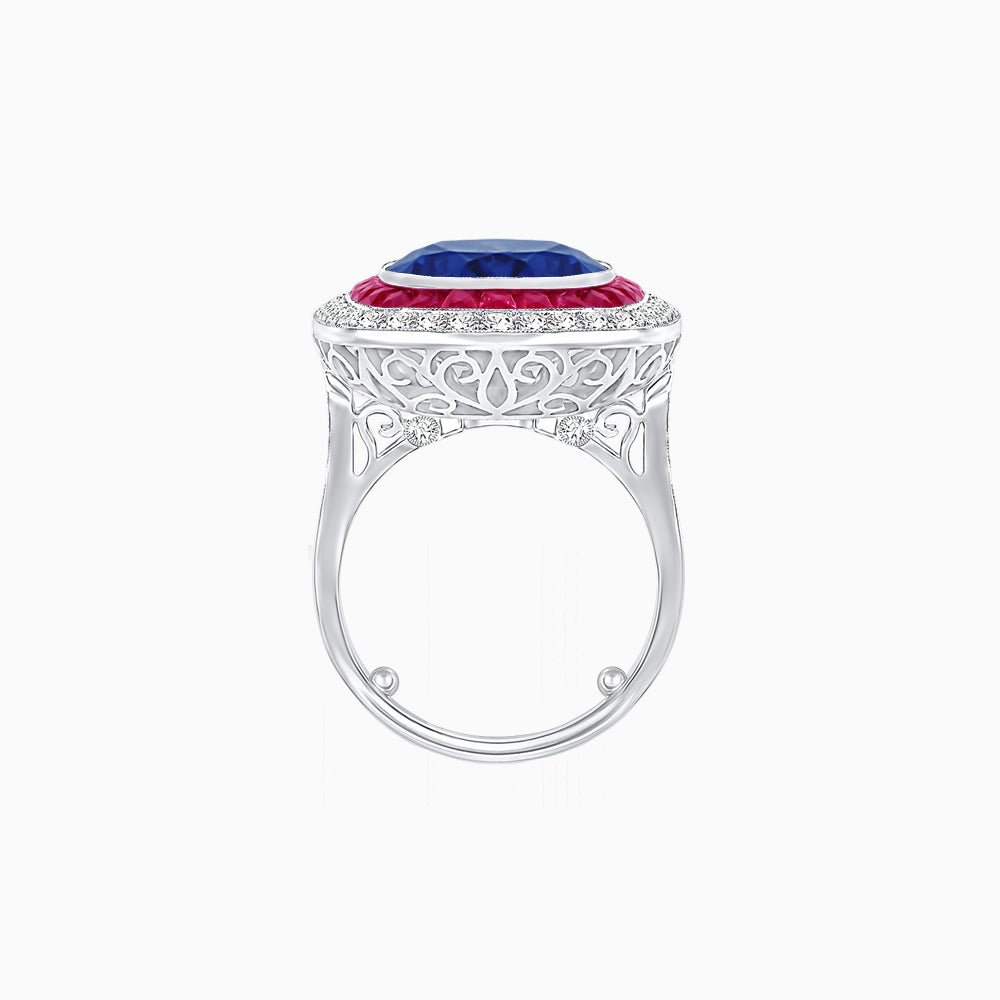 Double Halo Art Deco Style Convertible Ring Pendant with Cushion Cut Center Stone - Shahin Jewelry
