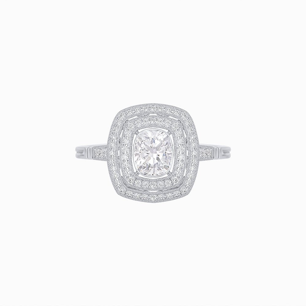 Double Halo Vintage Style Diamond Engagement Ring - Shahin Jewelry