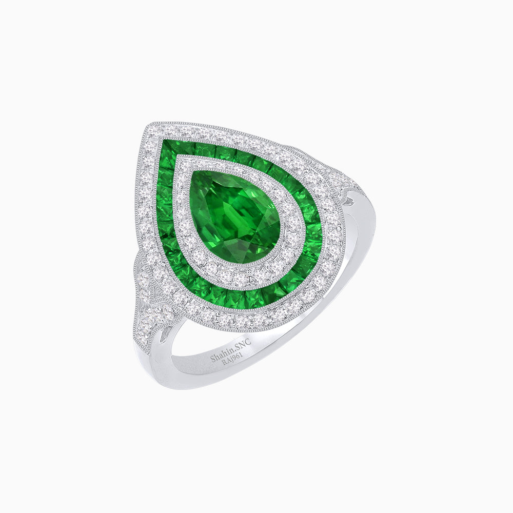 Art Deco Inspired Pear Shape Gemstone Ring