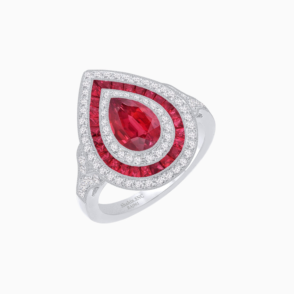 Art Deco Inspired Pear Shape Gemstone Ring