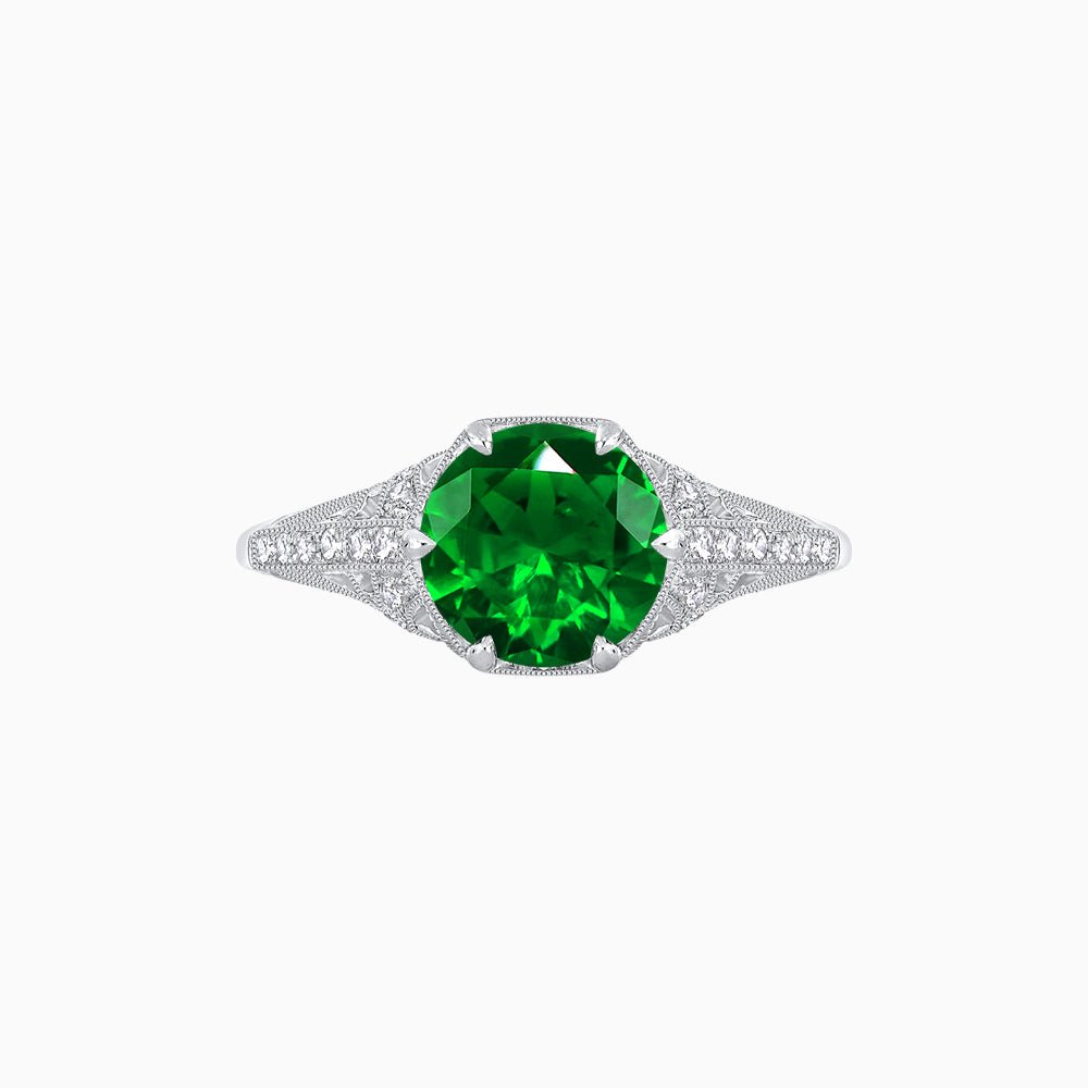 Edwardian Inspired Hexagonal Round Center Mounting Ring - Shahin Jewelry
