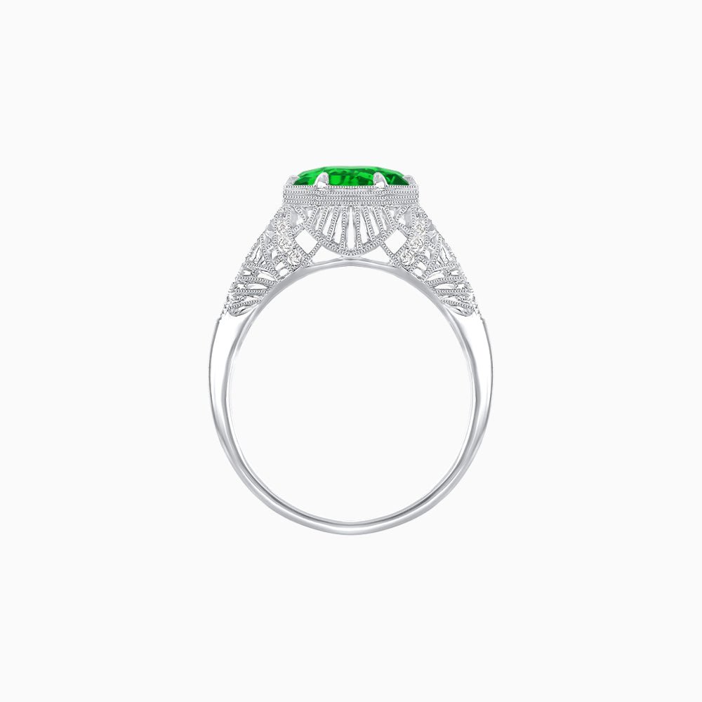 Edwardian Inspired Hexagonal Round Center Mounting Ring - Shahin Jewelry