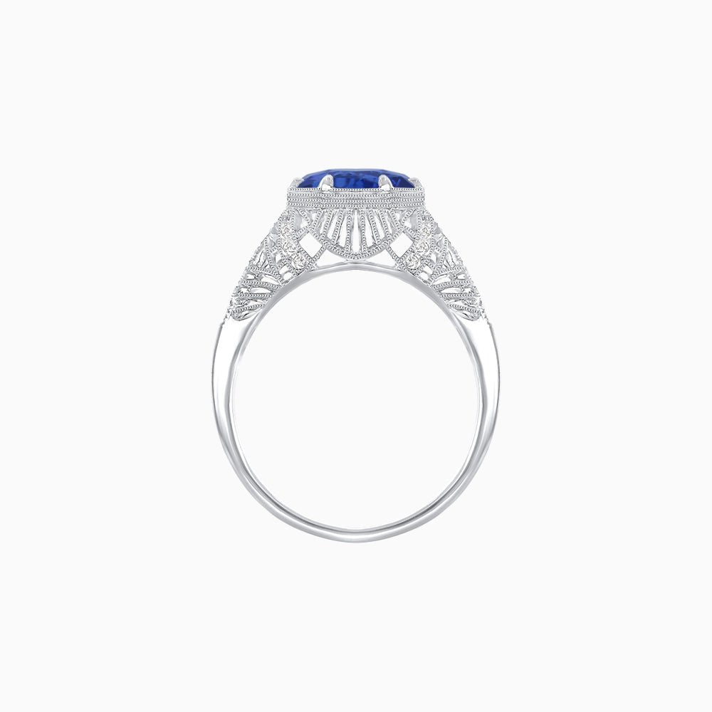 Edwardian Inspired Hexagonal Round Center Mounting Ring - Shahin Jewelry