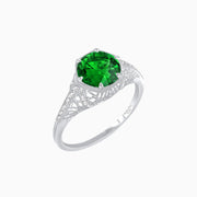 Edwardian Inspired Hexagonal Round Center Mounting Ring - Shahin Jewelry