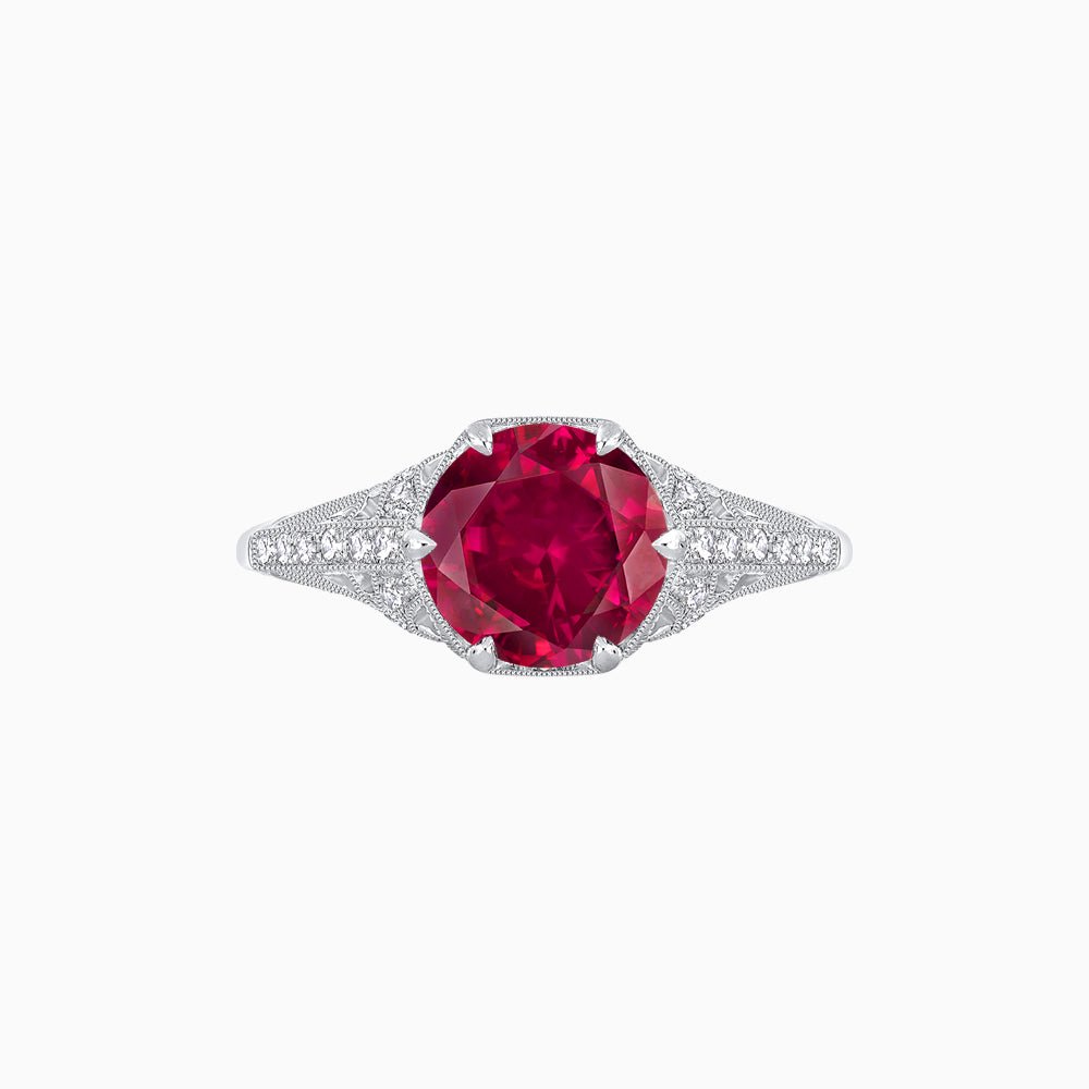Edwardian Inspired Hexagonal Round Center Mounting Ring - Shahin Jewelry