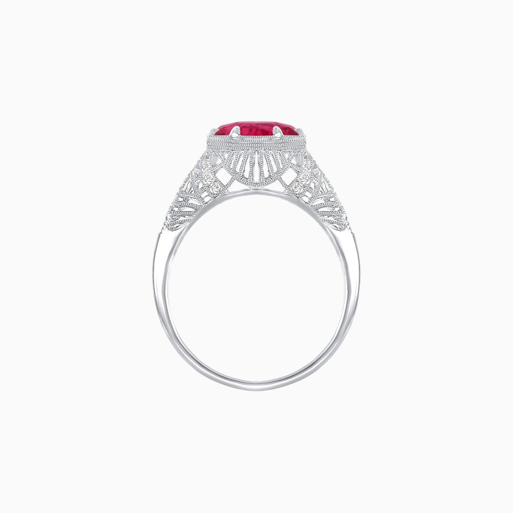 Edwardian Inspired Hexagonal Round Center Mounting Ring - Shahin Jewelry