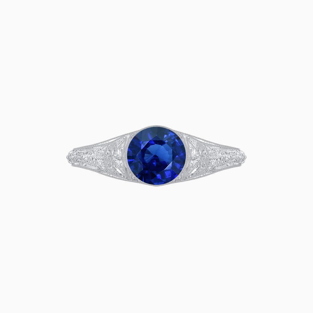 Edwardian Inspired Round Center Filigree Mounting Ring - Shahin Jewelry