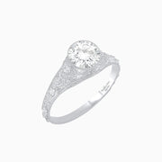 Edwardian Inspired Round Center Filigree Mounting Ring - Shahin Jewelry
