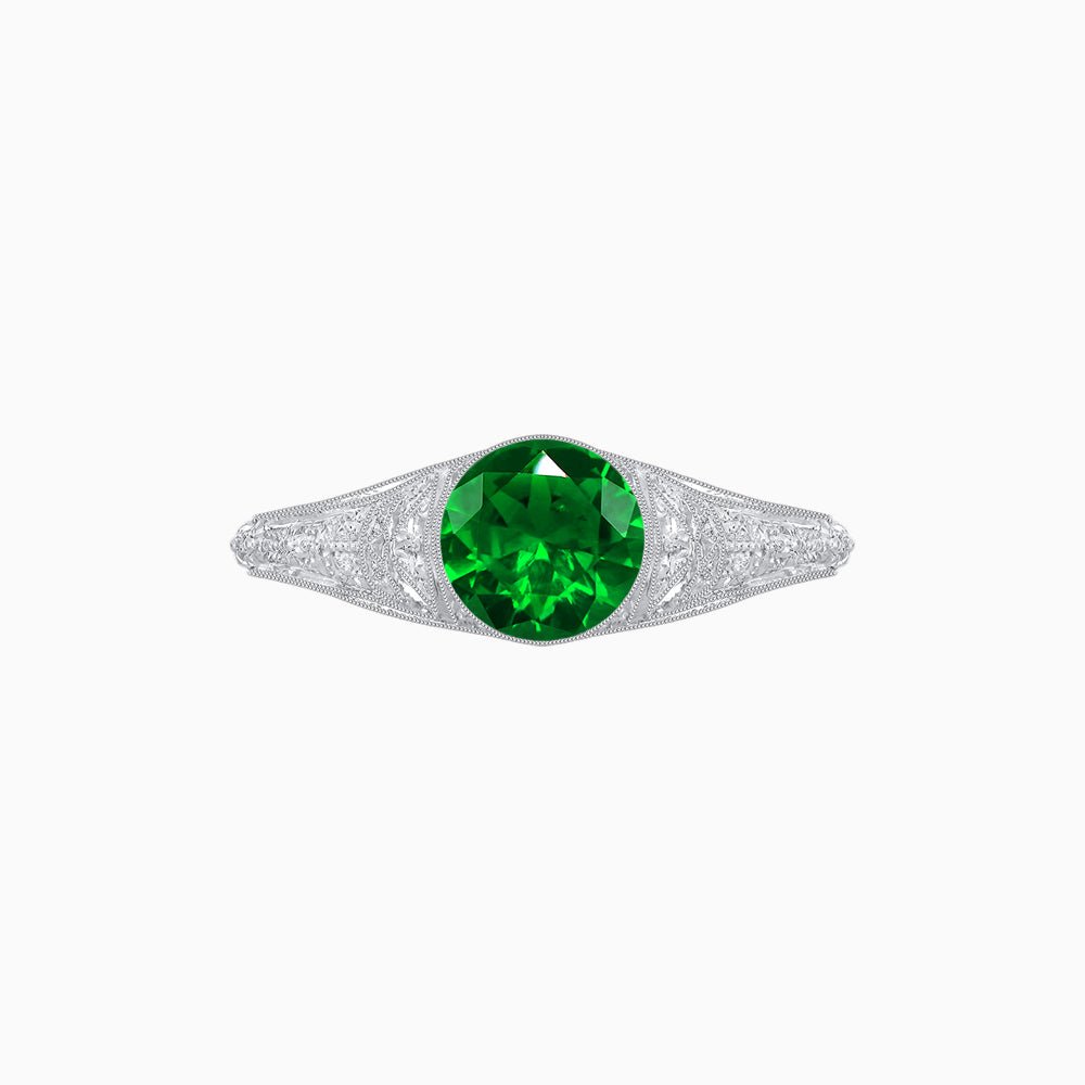 Edwardian Inspired Round Center Filigree Mounting Ring - Shahin Jewelry