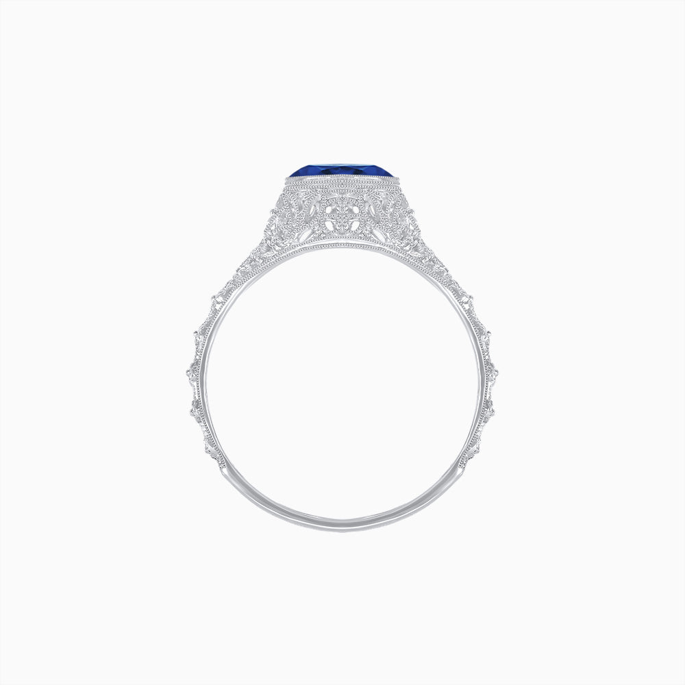 Edwardian Inspired Round Center Filigree Mounting Ring - Shahin Jewelry