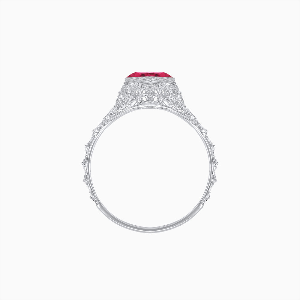 Edwardian Inspired Round Center Filigree Mounting Ring - Shahin Jewelry