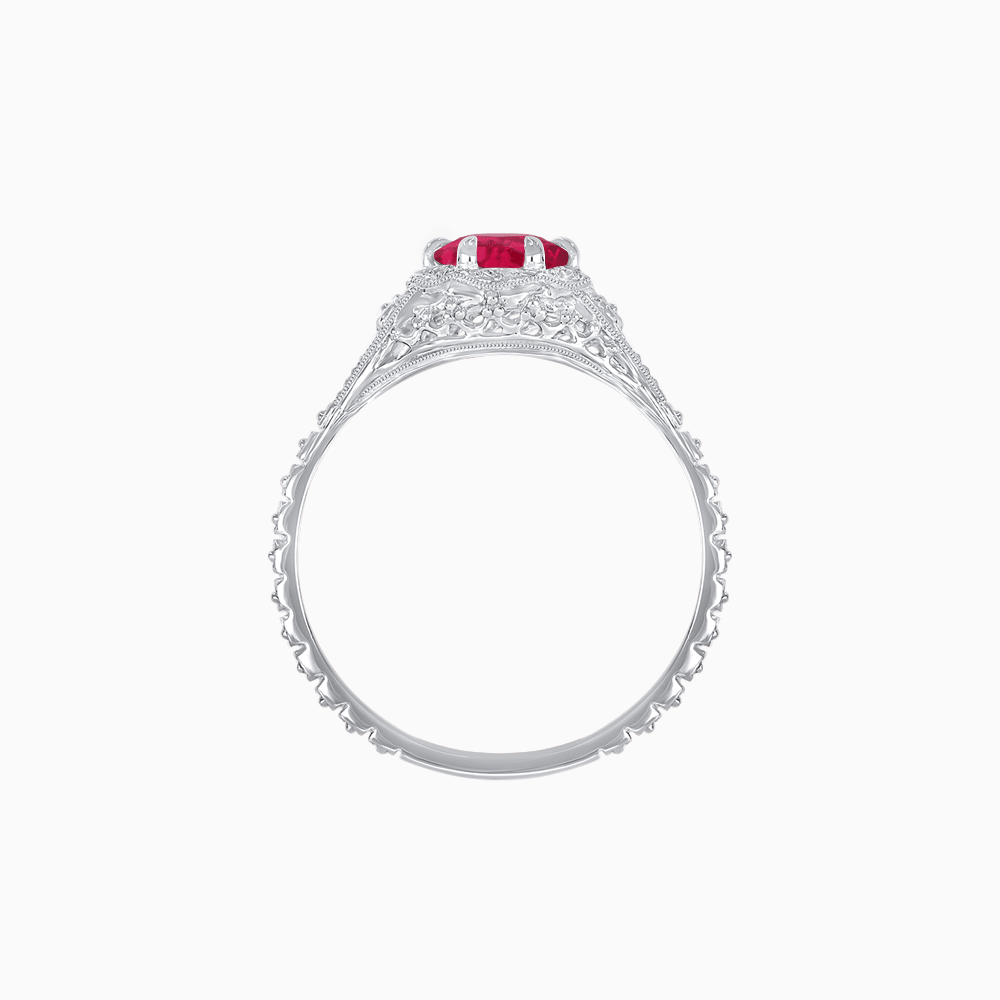 Edwardian Inspired Round Cut Filigree Engagement Ring - Shahin Jewelry