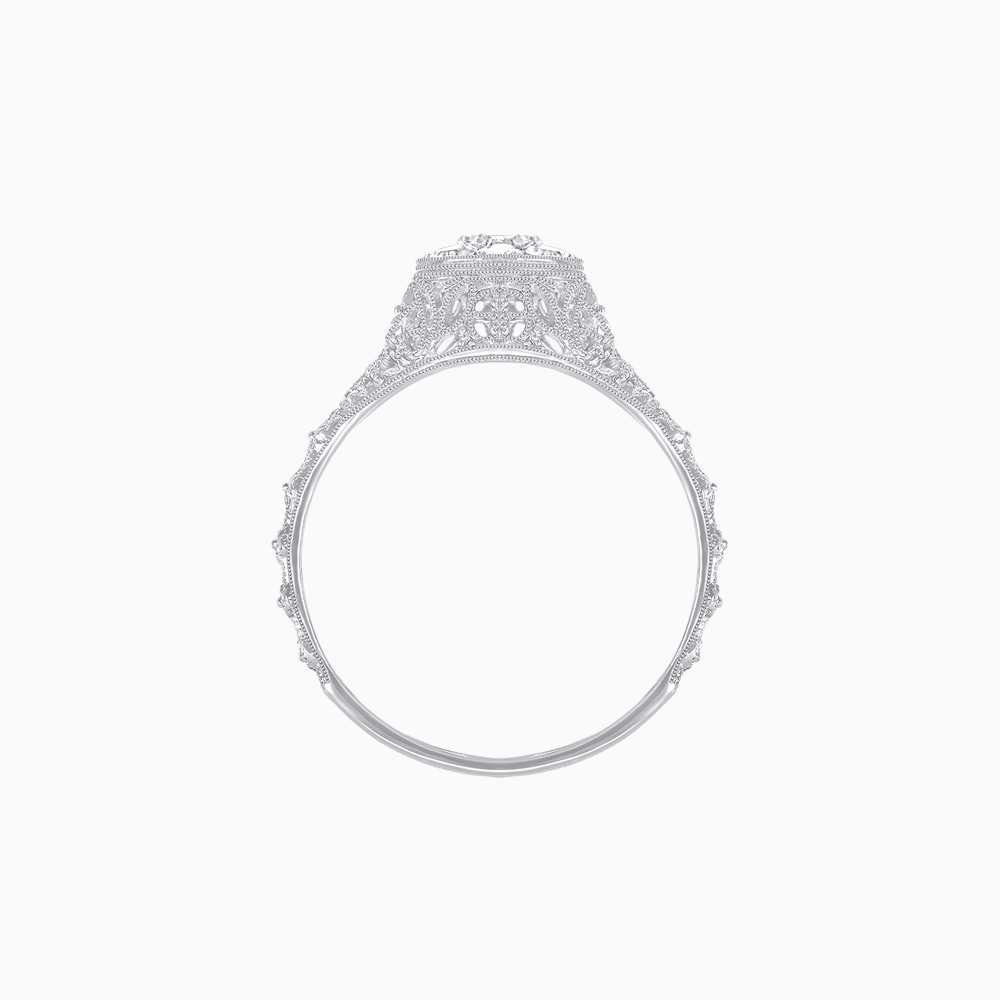 Edwardian Inspired Round Illusion-Set Diamond Filigree Ring - Shahin Jewelry