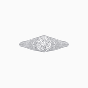 Edwardian Inspired Round Illusion-Set Diamond Filigree Ring - Shahin Jewelry