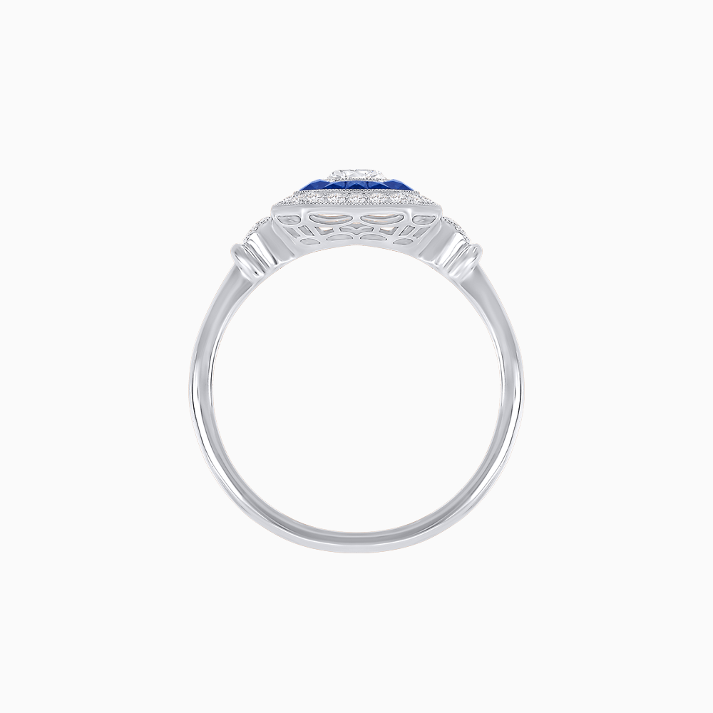 Elegant Art Deco - Inspired Halo Ring with Cushion Cut Center (Mounting) - Shahin Jewelry