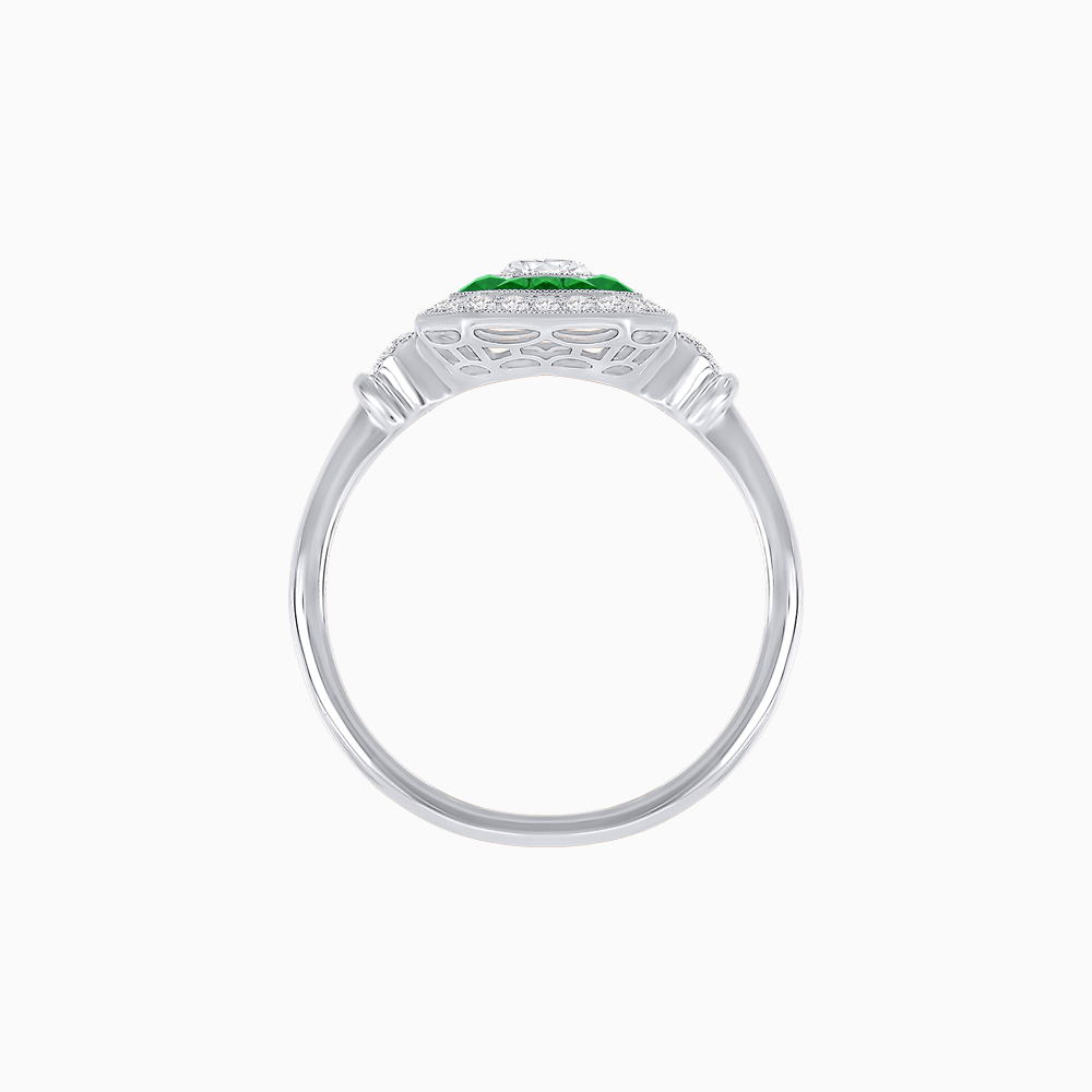 Elegant Art Deco - Inspired Halo Ring with Cushion Cut Center (Mounting) - Shahin Jewelry