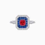 Load image into Gallery viewer, Elegant Art Deco - Inspired Halo Ring with Cushion Cut Center (Mounting) - Shahin Jewelry
