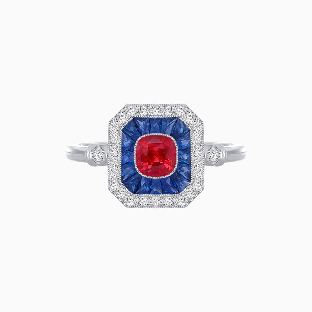 Elegant Art Deco - Inspired Halo Ring with Cushion Cut Center (Mounting) - Shahin Jewelry