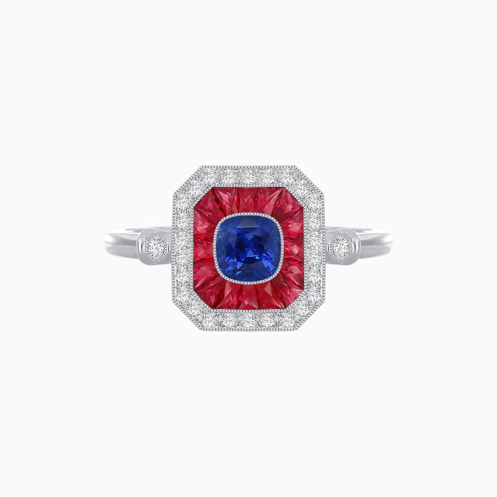 Elegant Art Deco - Inspired Halo Ring with Cushion Cut Center (Mounting) - Shahin Jewelry