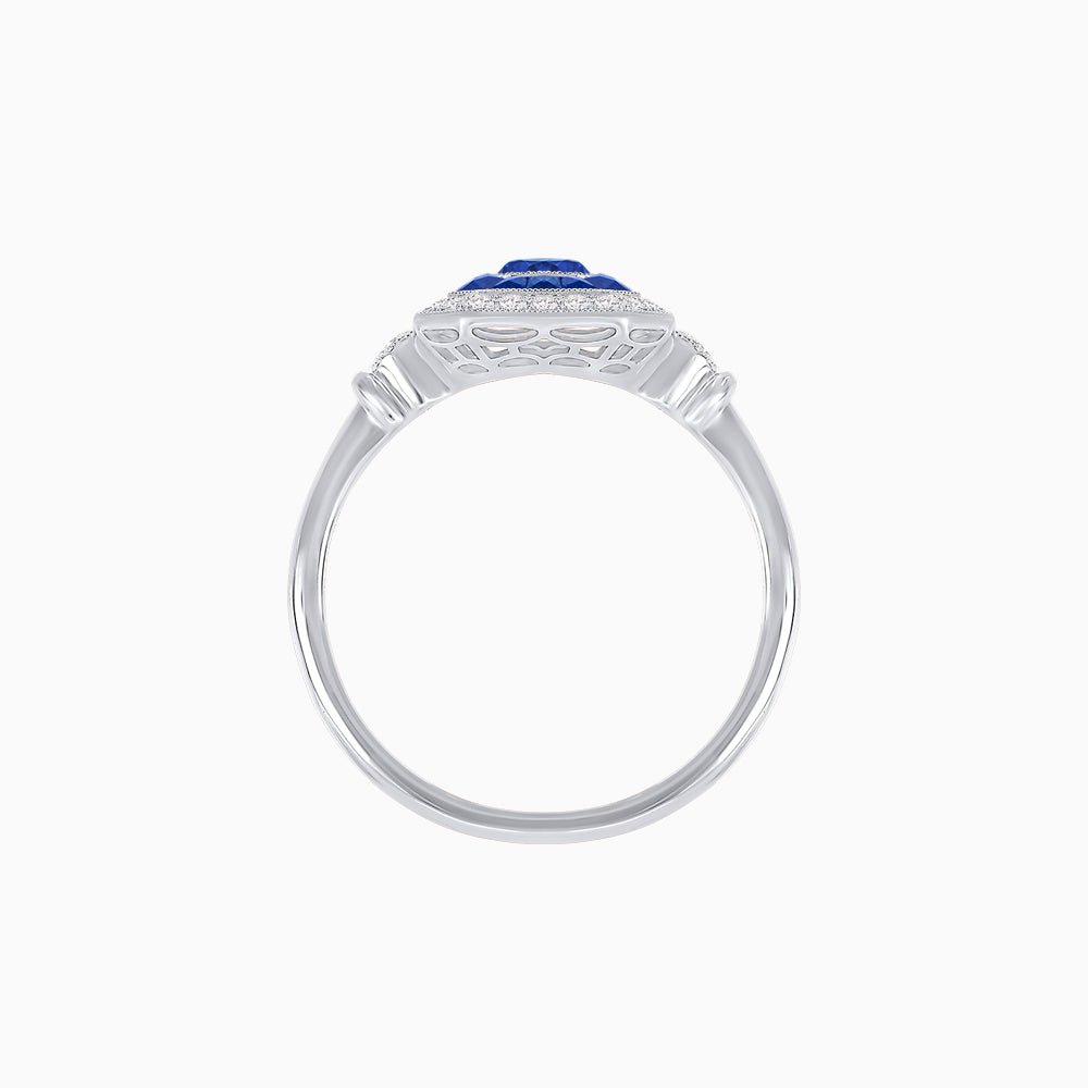 Elegant Art Deco - Inspired Halo Ring with Cushion Cut Center (Mounting) - Shahin Jewelry