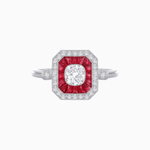 Load image into Gallery viewer, Elegant Art Deco - Inspired Halo Ring with Cushion Cut Center (Mounting) - Shahin Jewelry
